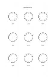English Worksheet: Drawing time on half hours