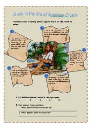 English Worksheet: A day in the life of Robinson Crusoe