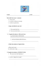 English Worksheet: MODAL VERBS