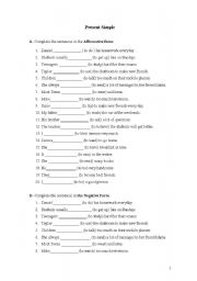 English Worksheet: Present Simple