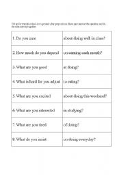 English Worksheet: Gerund Pairing Activity