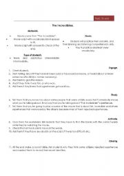 English Worksheet: the incredibles