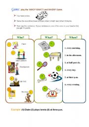 English Worksheet: game: about Daily Routines