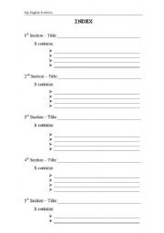 English Worksheet: My English Portfolio 1/6 - Index