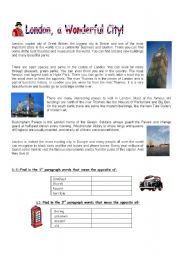 English Worksheet: London, A Wonderful City