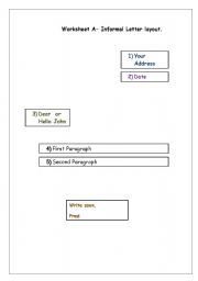 English Worksheet: Informal Letter Layout