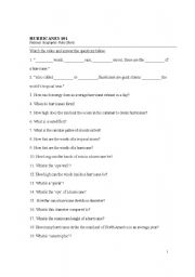 English worksheet: National Geographic podcast Hurricanes Comprehension questions