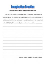 English Worksheet: Past Tense Story Writing