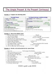 the Simple Present Vs the Present continuous