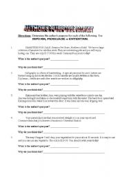 English Worksheet: Authors Purpose