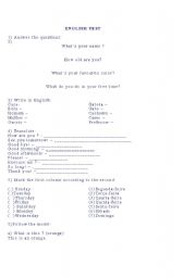 English worksheet: Elementary Test