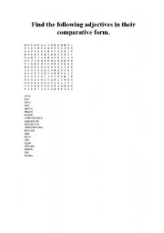 English worksheet: COMPARATIVES WORD SEARCH
