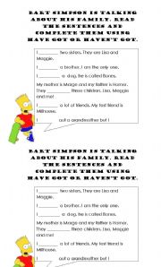 English Worksheet: Bart Simpson