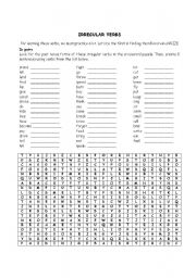 English Worksheet: IRREGULAR VERBS WORDSEARCH