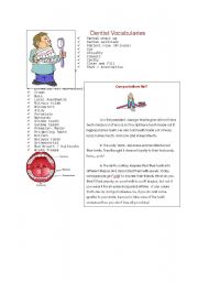 English Worksheet: dentist vocabulary