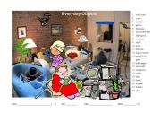 English Worksheet: Hidden Object Game for learning vocabulary about everyday objects