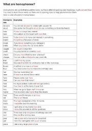 English Worksheet: homephones