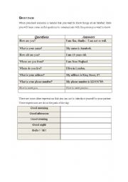 English worksheet: Greetings