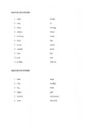 English worksheet: Antonyms and synonyms