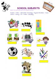 English Worksheet: school subjects