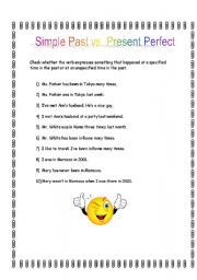 English worksheet: Simple past vc present perfect