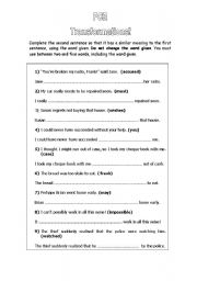 English Worksheet: FCE Paraphrasing