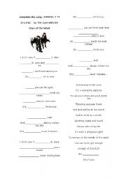 English Worksheet: Day of the Week- Friday Im in Loveby The Cure