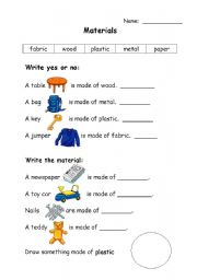 English Worksheet: materials