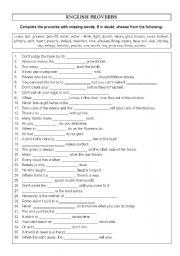 English Worksheet: proverbs