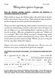 English Worksheet: Using Descriptive Language