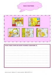 English Worksheet: daily routines - present simple