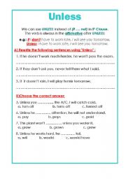 English Worksheet: Unless