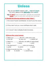 English Worksheet: Unless