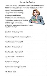 English Worksheet: Simple Story with WH. Questions (1)