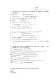 English Worksheet: Exam on present, future, and past tenses