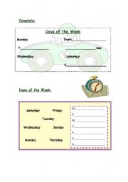 English Worksheet: Days of the week 
