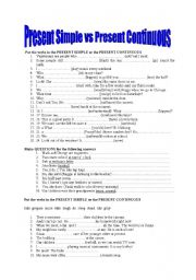 English Worksheet: Present Simple vs Present Continuous