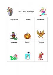 English worksheet: Birthday chart