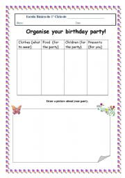 English Worksheet: Organise your birthday party