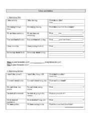 English worksheet: likes and dislikes