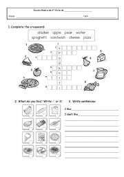 English Worksheet: Food