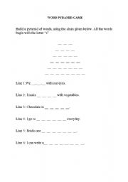 English Worksheet: word pyramid game