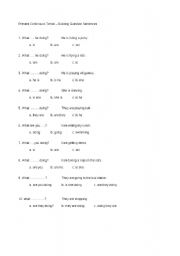 English worksheet: Present Continouos Tense  Building Question Sentences