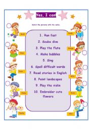 English Worksheet: Yes, I can Modal verb CAN