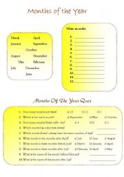 English Worksheet: MONTHS OF THE YEAR