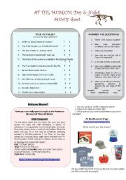 English Worksheet: At the Museum-  Part 2 (activity sheet)