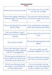 English Worksheet: Music