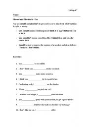 English worksheet: should and shouldnt