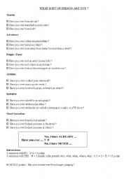 English Worksheet: Have you ever?