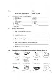 English Worksheet: review 3rd grade